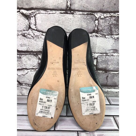 Vera Wang Black Leather Crystal Embellished Ballet Flats Shoes Women sz 5M US/35 - Picture 16 of 16